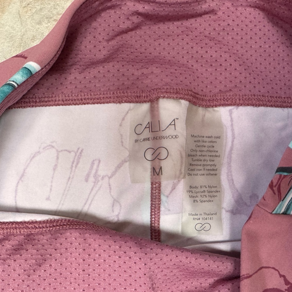 CALIA by Carrie Underwood Cropped Floral Leggings - Pink and Green - Picture 3 of 4